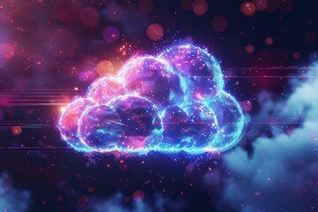 Obraz premium Cloud computing and network security technology concept