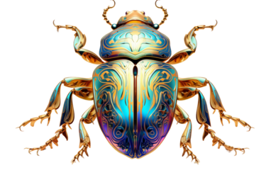 Intricate Beetle Illustration on transparent background