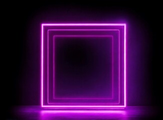 Fototapeta premium Purple neon frame isolated on black background