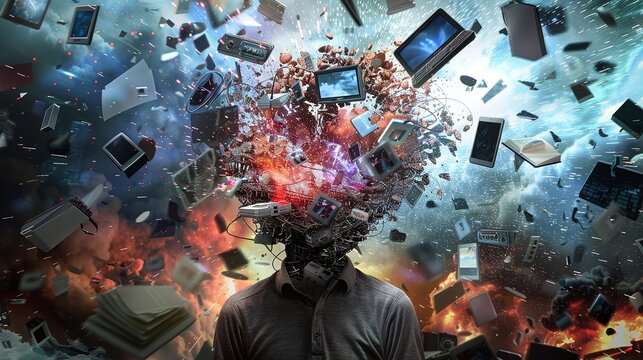 excessive media bombardment leads to explosion of information data in young human brain, maximalism, news, social media addiction