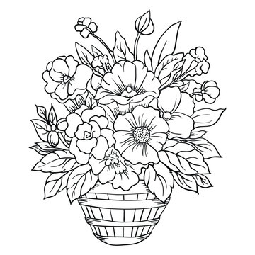 Hand Drawing style of flowers vase vector. It os suitable for flower decoration icon, sign or symbol.