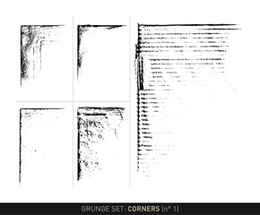 Grunge set: Corner elements N°1 (vectorized textures in black and white)