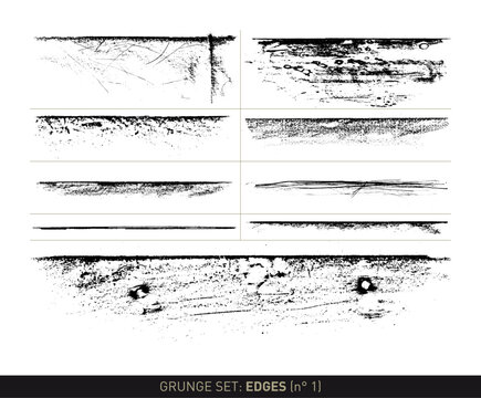Grunge set: Edge elements N&deg;1 (vectorized textures in black and white)