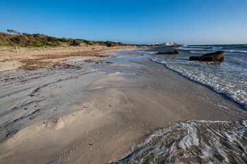 Es Peregons Grans beach, Punta de Sa Llova, Colonia de Sant Jordi, Ses Salines, Mallorca, Balearic...