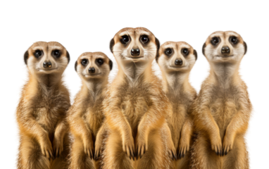 Curious Meerkat Gathering on white background