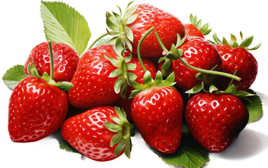 Tempting Red Strawberries in View on white background
