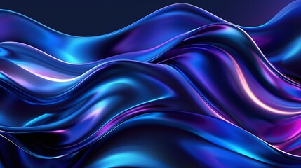 abstract wave pattern on dark blue background with light neon metallic shine and grunge grain noise for unique design concepts