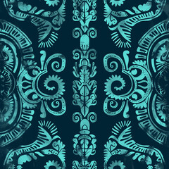 Vector Floral Seamless Pattern with Vintage Indian and Persian Swirl for Wallpaper, Textile and Decor.