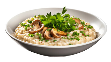 Creamy Mushroom Risotto Delight on white background