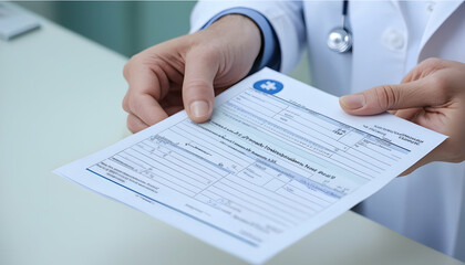 A doctor's hands holding a prescription pad, showcasing the responsibility of prescribing health