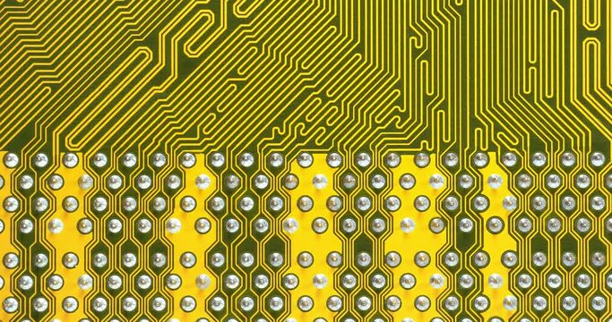 Computer motherboard. Details of mainboard back. Cinema 4K 60fps zoom-out video