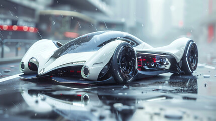 Super slick futuristic modern hyper-racer vehicle.