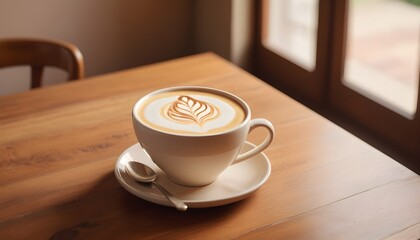 Cup of cream coffee.