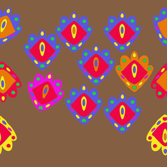 Horizontal pattern  colored  abstract shapes. Hand drawn.