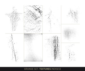 Grunge set: Scratched texture backgrounds in black and white vectorized
