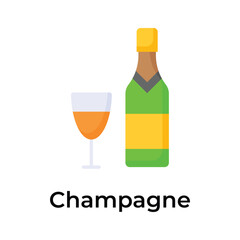 A bottle of champagne with glass, party celebration vector design