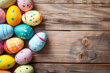 Easter eggs on a wooden background