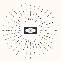 Grey Stacks paper money cash icon isolated on beige background. Money banknotes stacks. Bill currency. Abstract circle random dots. Vector