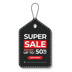 Black Price Label with Discount Promotion Tag