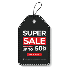 Black Price Label with Discount Promotion Tag