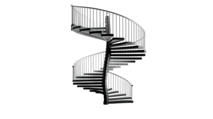 Modern Iron Spiral Staircase on white background
