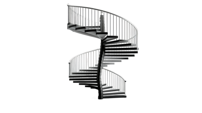 Modern Iron Spiral Staircase on white background