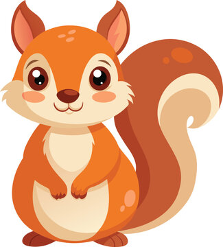 squirrel cartoon vector illustration, squirrel logo design, Vector illustration of squirrel isolated on white background.