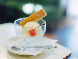 Ice cream dessert in Japanese cafe