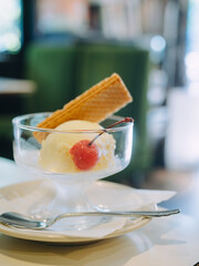 Japanese Ice cream dessert in cafe (alternate angle)