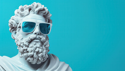 Antique Statue of Man with Beard and Glasses