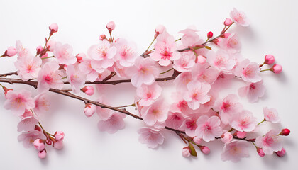 Fototapeta premium branches of cherry blossoms on a white background. 