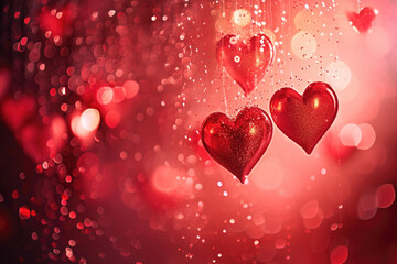 Valentine's Day Background in Radiant Red with Heart Elements.
