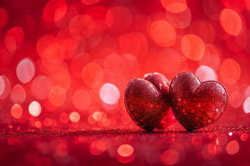 Valentine's Day Background in Radiant Red with Heart Elements.