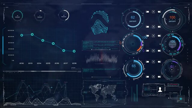 Circuit board with moving electrons and glowing lines. Data flow on the motherboard. Glowing circuit boards and electronic components. digital communication, cloud computing, processing. World map