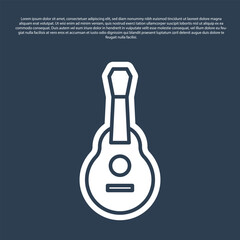 Blue line Mexican guitar icon isolated on blue background. Acoustic guitar. String musical instrument. Vector