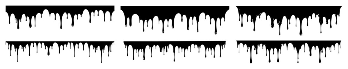set of black paint drip. vector design element