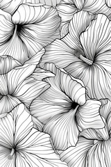 Pattern of delicate line art spring flowers.