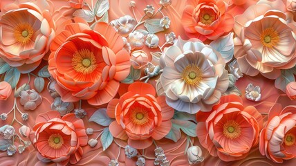 3D Rendered Flowers in Baroque-Inspired Style