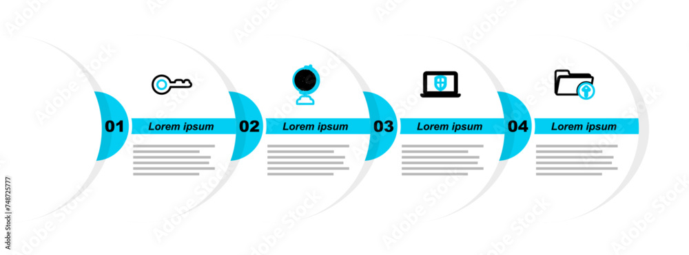 Poster set line upload file, server with shield, download inbox and diamond icon. vector