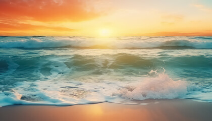 Fototapeta na wymiar Beautiful sunset on the sea on the beach