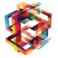 Abstract threedimensional shape design cube element.