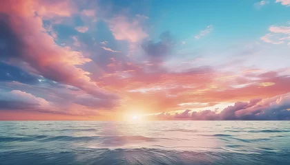 Cercles muraux Coucher de soleil sur la plage Beautiful sunset with blue and pink sky