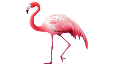Majestic Flamingo with Graceful Neck on white background
