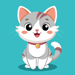 little cat smiling vector illustration 