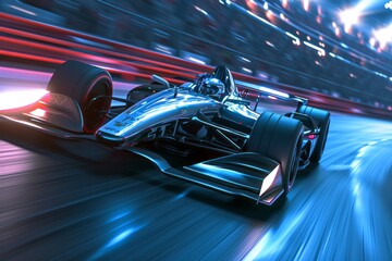 Futuristic race car speeding