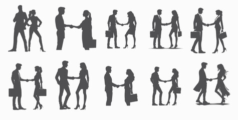 Business Handshake Agreement Partnership Deal Team Office Concept ,silhouette business people shaking hands consultant greeting international clients with handshake
