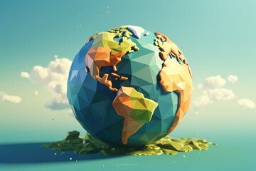 Earth planet illustrationcovered by sunny weather forecast, heats climate change. Generative Ai.