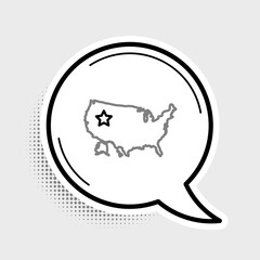 Line USA map icon isolated on grey background. Map of the United States of America. Colorful outline concept. Vector