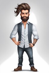 Fototapeta premium This vector character of a hair stylist, infused with creativity and technical skill, invites you into the world of beauty and hair design.