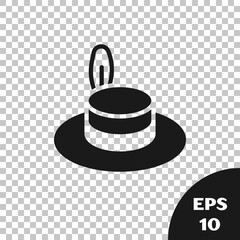 Black Man hat with ribbon icon isolated on transparent background. Vector